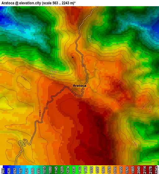 Aratoca elevation map