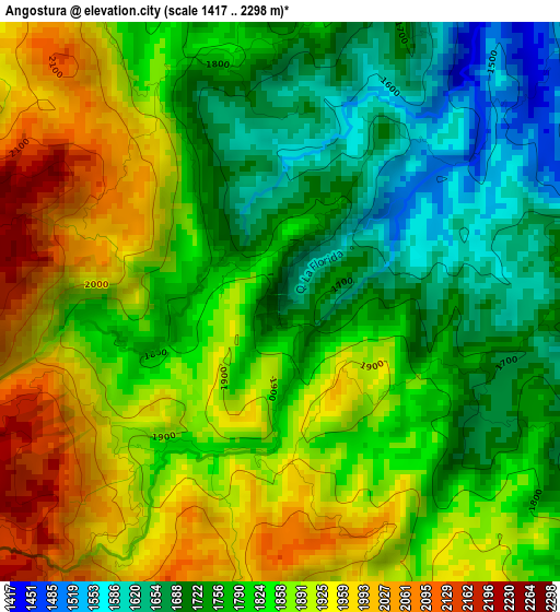 Angostura elevation map