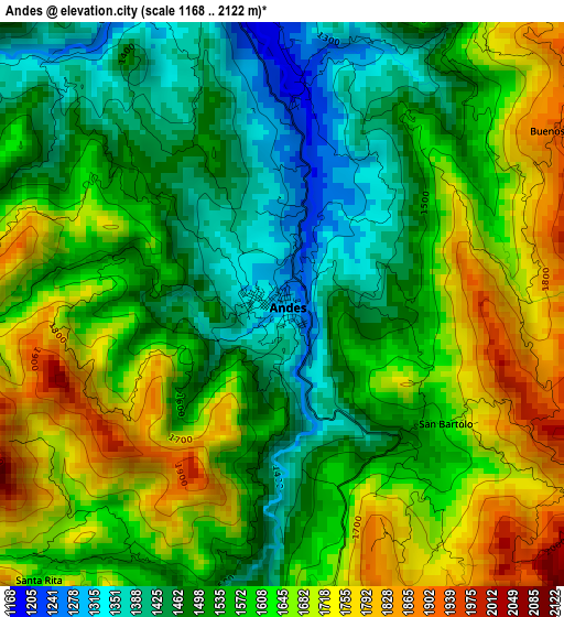 Andes elevation map