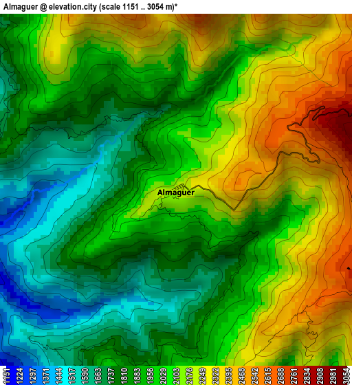 Almaguer elevation map