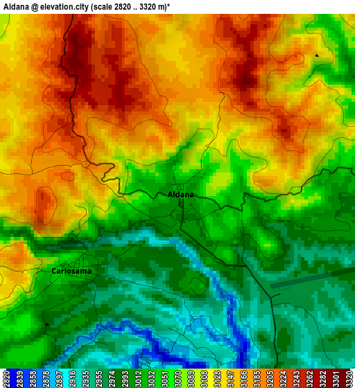 Aldana elevation map