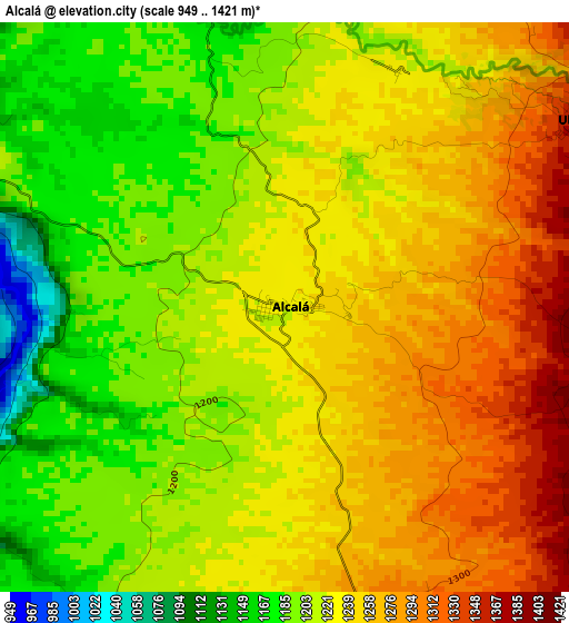 Alcalá elevation map