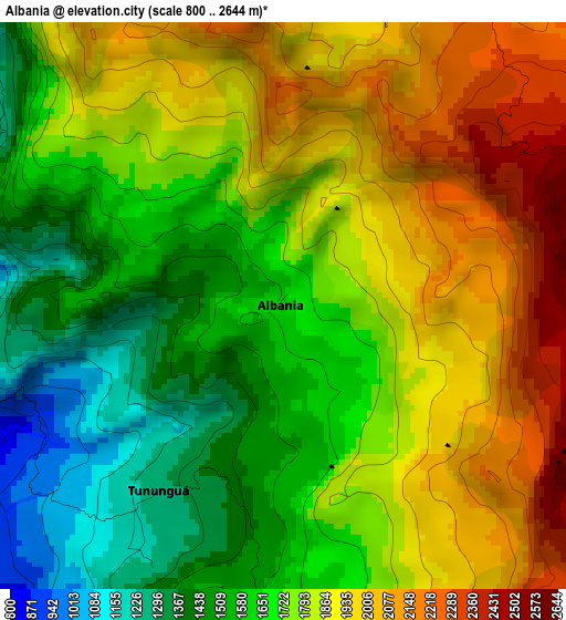 Albania elevation map