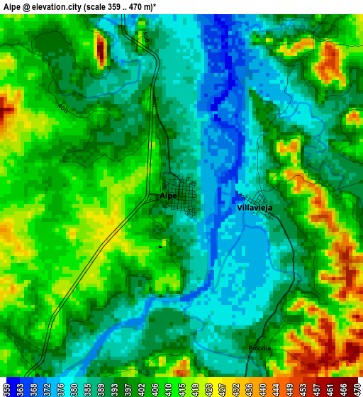 Aipe elevation map