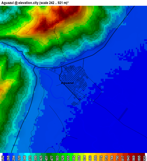 Aguazul elevation map