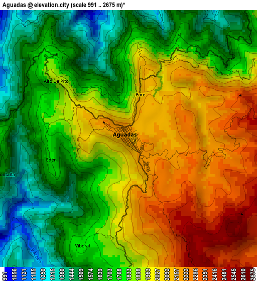 Aguadas elevation map