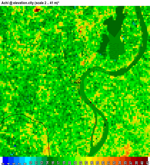 Achí elevation map