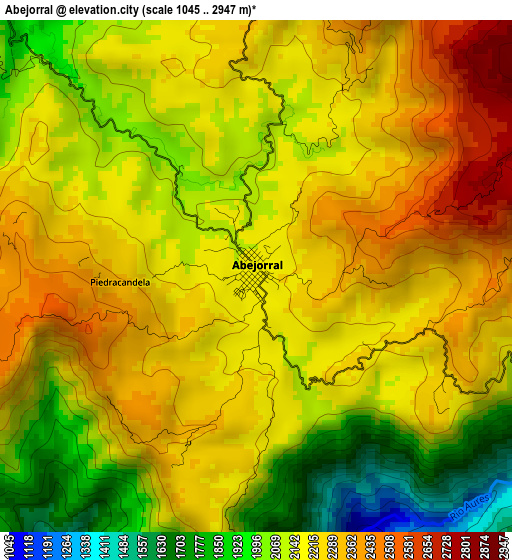 Abejorral elevation map