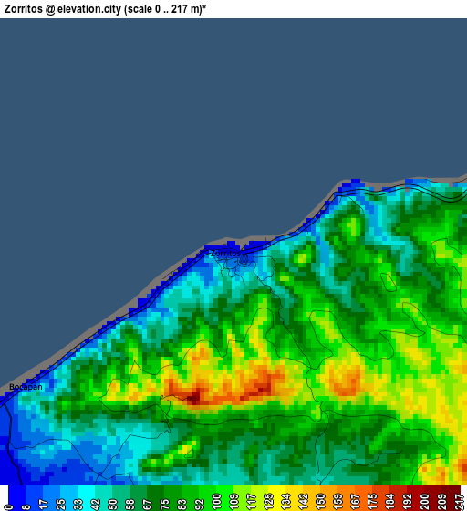 Zorritos elevation map