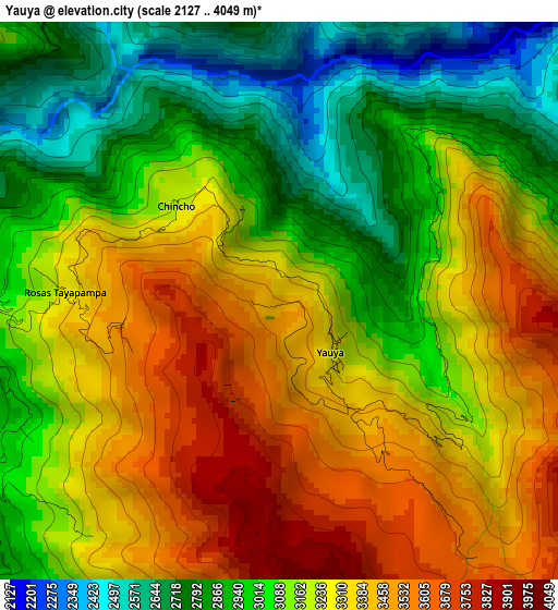 Yauya elevation map
