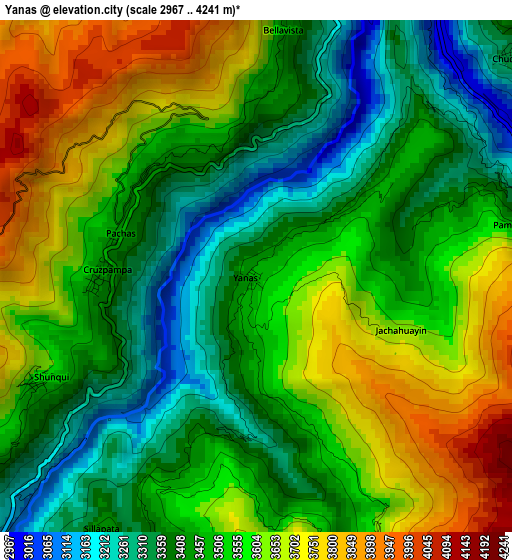 Yanas elevation map