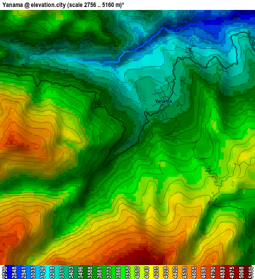 Yanama elevation map