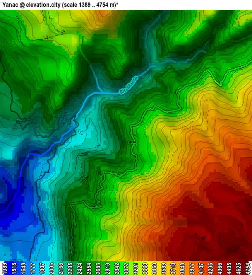 Yanac elevation map