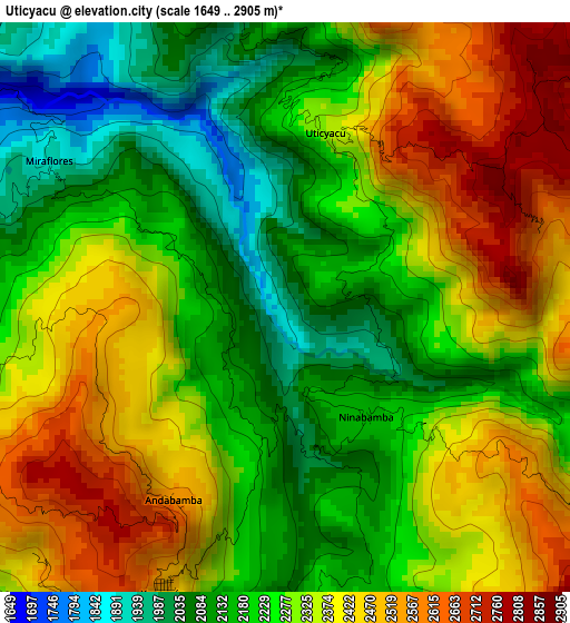 Uticyacu elevation map