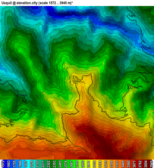 Usquil elevation map