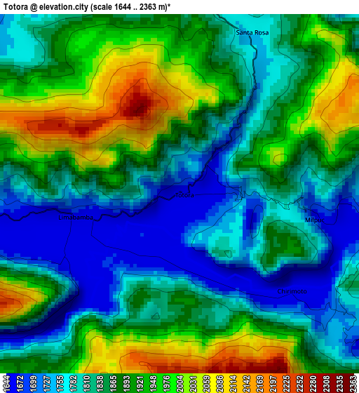 Totora elevation map