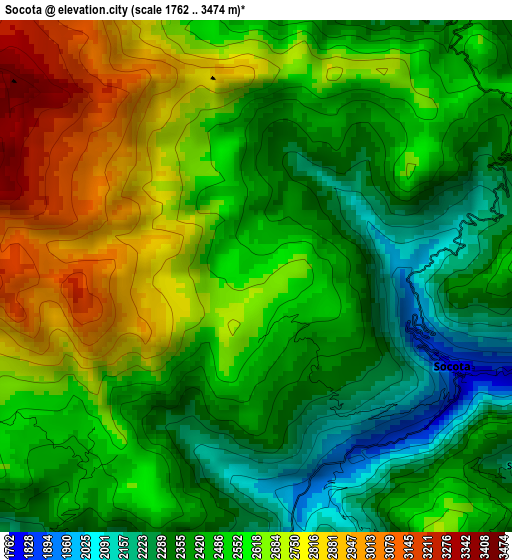 Socota elevation map