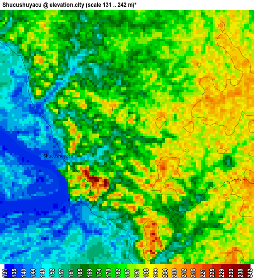 Shucushuyacu elevation map