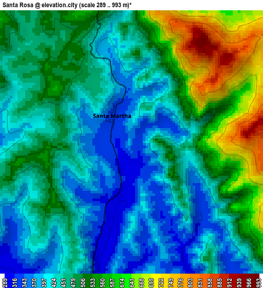 Santa Rosa elevation map