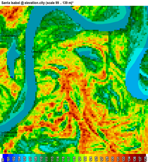 Santa Isabel elevation map