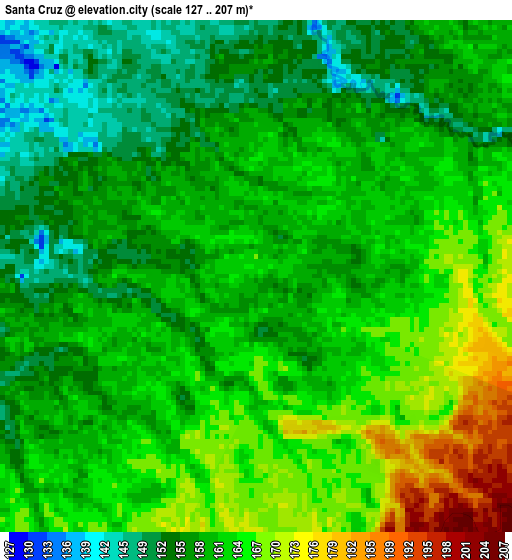 Santa Cruz elevation map