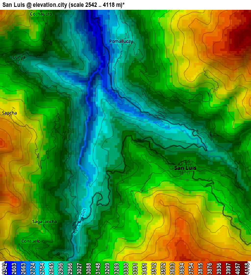 San Luis elevation map