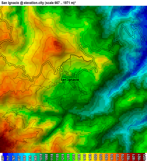 San Ignacio elevation map