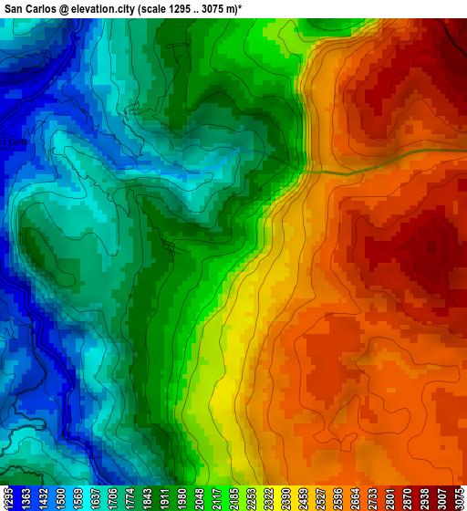 San Carlos elevation map