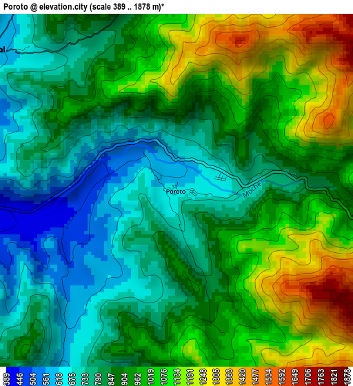 Poroto elevation map