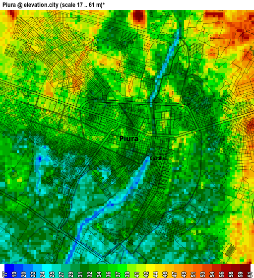 Piura elevation map