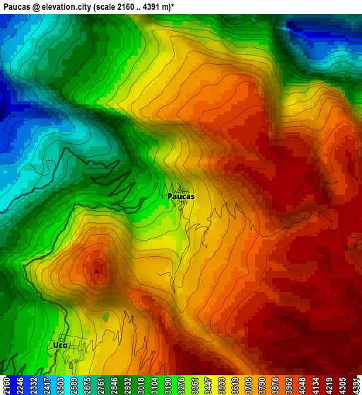 Paucas elevation map