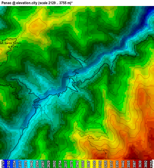 Panao elevation map