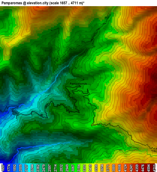Pamparomas elevation map