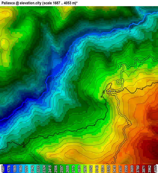 Pallasca elevation map