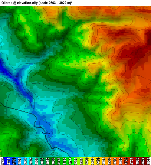 Olleros elevation map