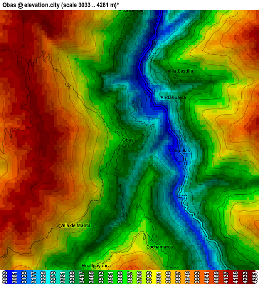 Obas elevation map