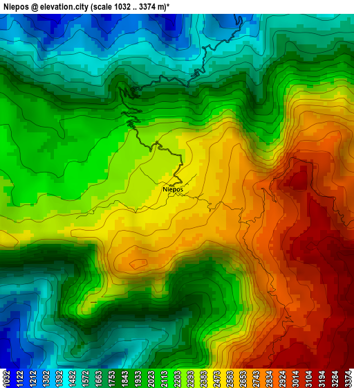 Niepos elevation map