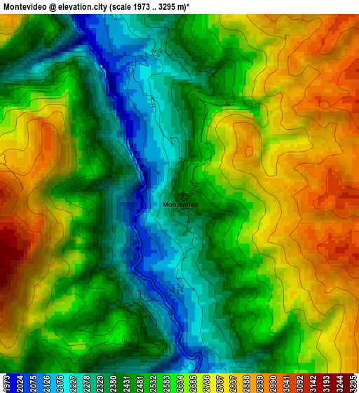 Montevideo elevation map