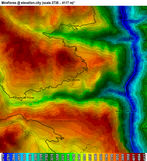 Miraflores elevation map