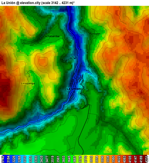 La Unión elevation map