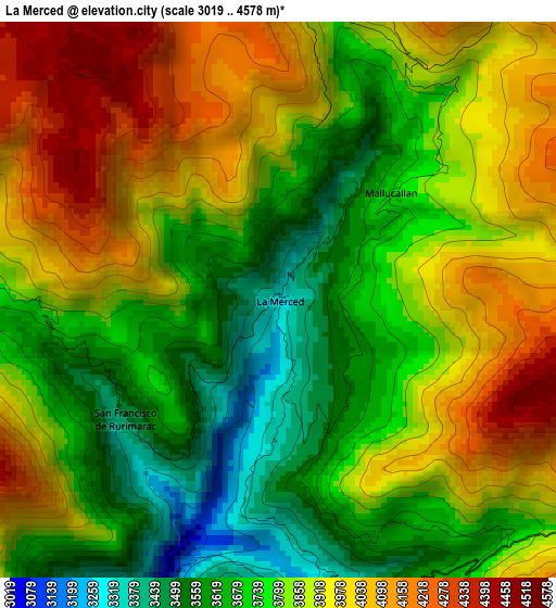 La Merced elevation map