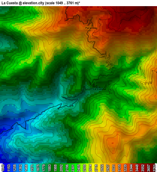 La Cuesta elevation map