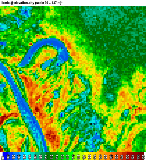 Iberia elevation map