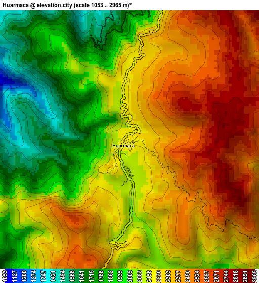 Huarmaca elevation map