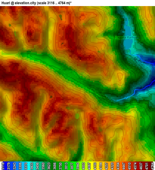 Huari elevation map