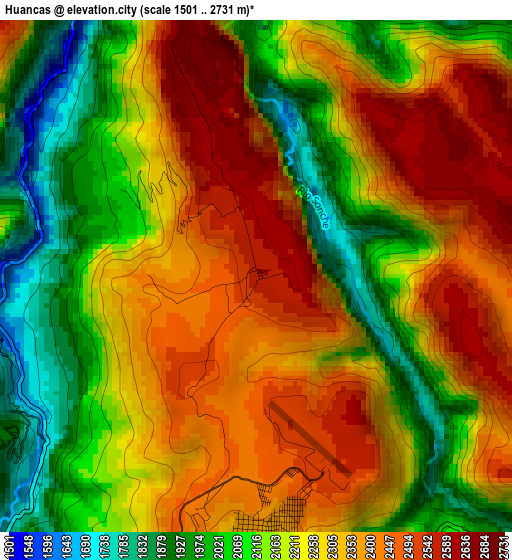 Huancas elevation map