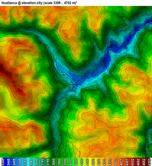 Huallanca elevation map