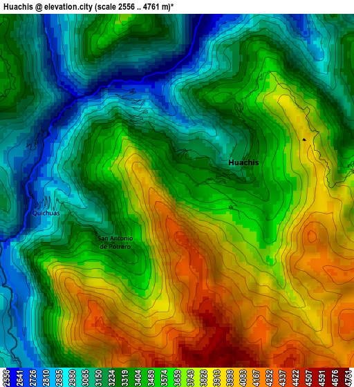 Huachis elevation map