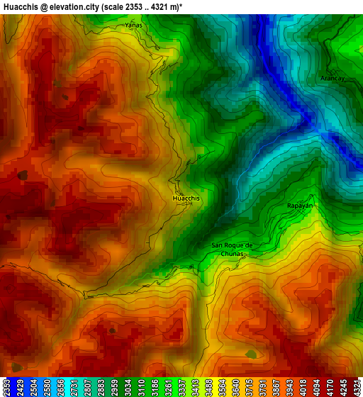 Huacchis elevation map