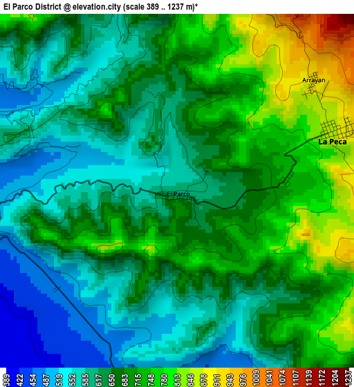El Parco District elevation map